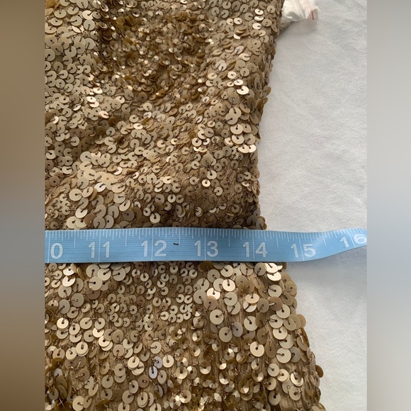 Strapless Embellished beaded Gold Sequin Evening Midi Dress Size 6 prom wedding - Picture 9 of 12